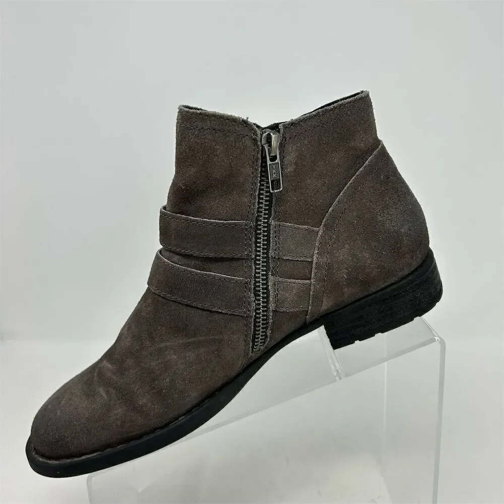 Born Women's Light Taupe Gray Leather Ankle Booties Double Buckle Strap Size 9M